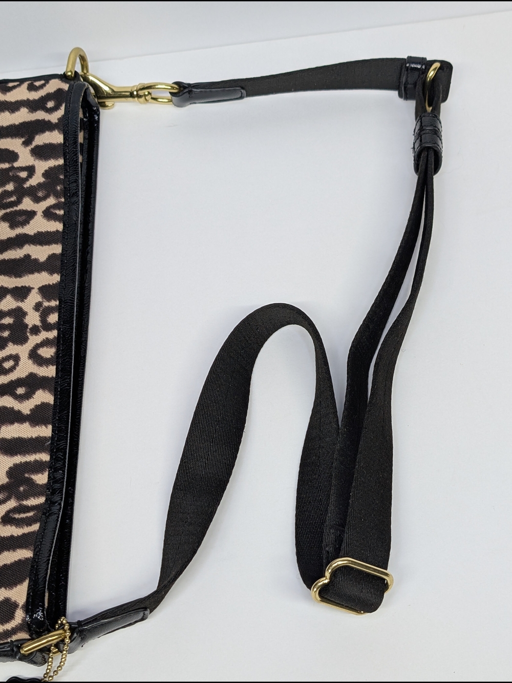 Coach Ocelot Animal Print Black / Beige Adjustable Crossbody Bag Purse F31686 - Picture 7 of 9